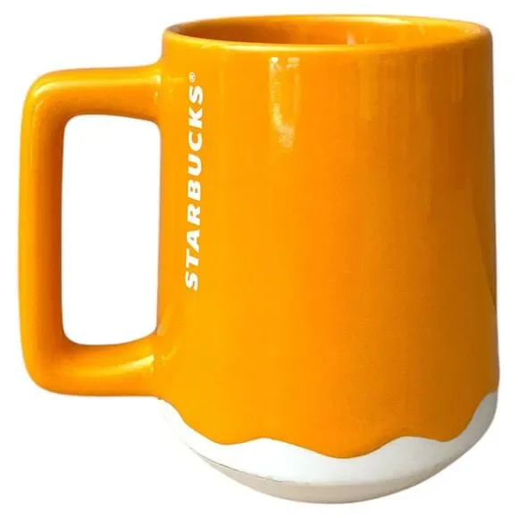 Starbucks 2022 Summer Mango Luster Orange Drip Ceramic Coffee Mug Cup 14oz ✨ - Picture 2 of 6